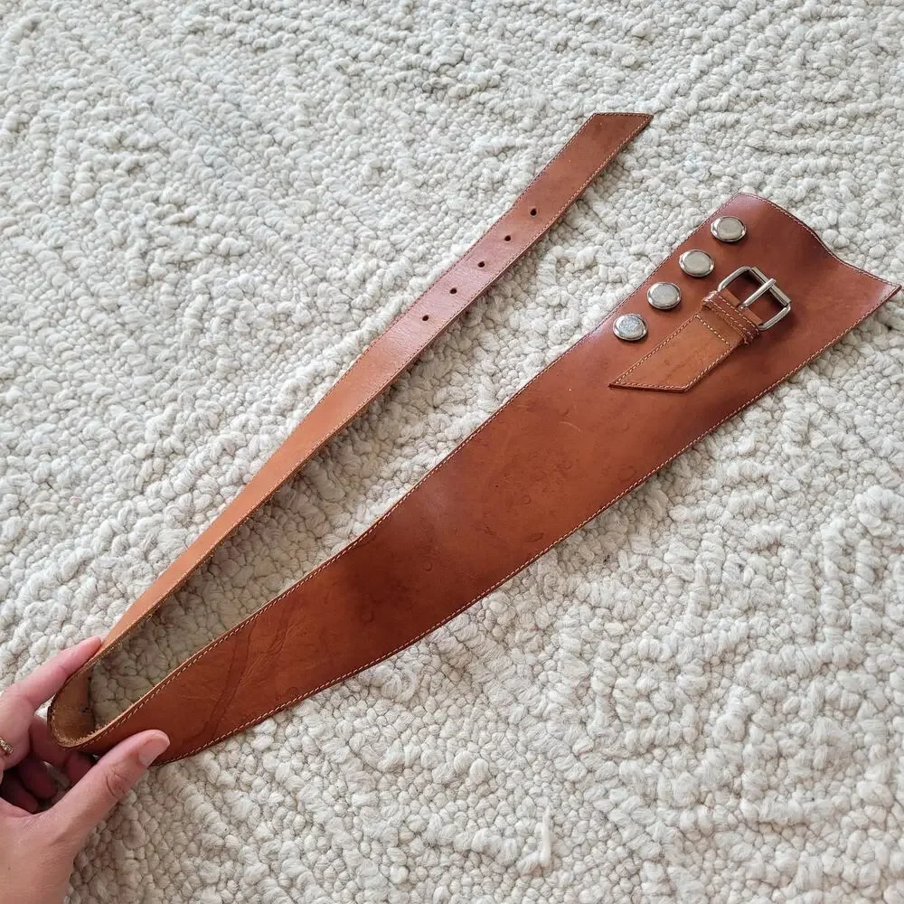 Assymetrical Statement Belt Brown Leather Sz M - Picture 3 of 9